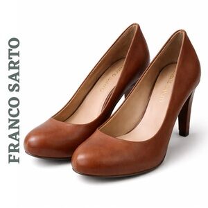Franco Sarto Brown Leather Heels Pumps Size 8